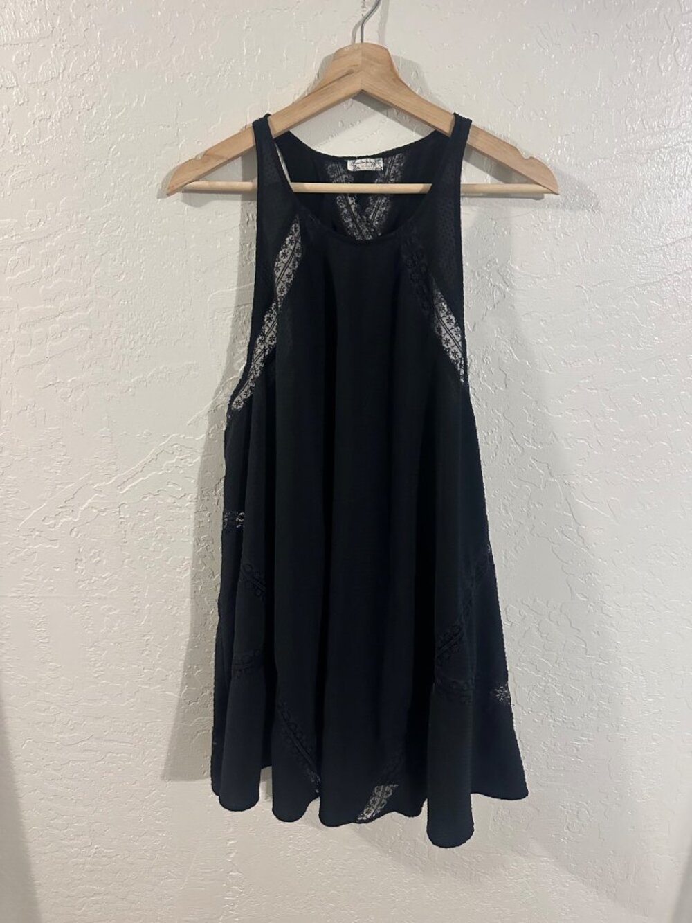 Free People Lace Cottage core Whimsical Cutout Polka Dot Racerback Slip Dress